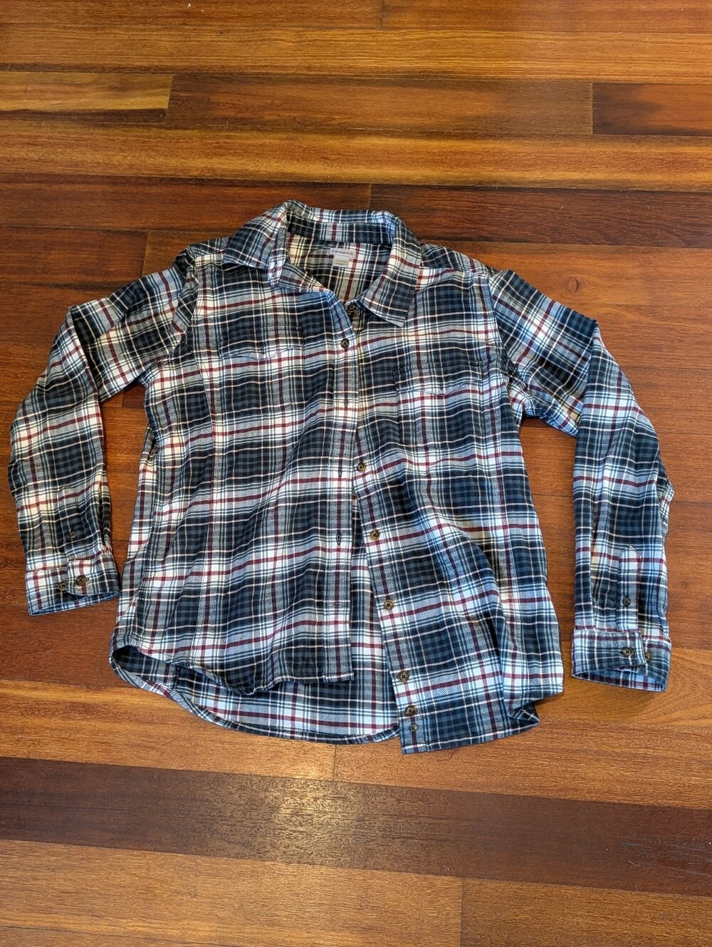 Carhartt Black, Gray and Red Plaid Work Shirt